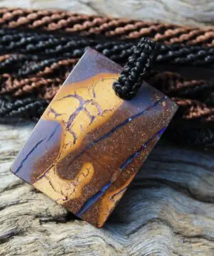 Australian Boulder OPAL Macrame Necklace. Hand Polished Unique Pendants, modern abstract art, tooth fairy art, flower, dad to be gift