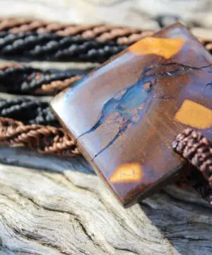 Boulder Opal Pendant. Earthy Natural Solid Opal Necklace with Macrame Cord. Custom Made Genuine Australian Opals.