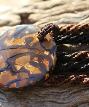 Wild Pattern Matrix OPAL NECKLACE. Boulder Opal Pendant with australian made Macrame Cord, unique tribal talisman, october birthstone