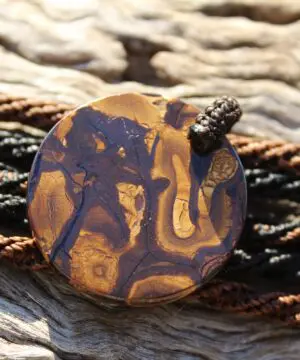 Wild Pattern Matrix OPAL NECKLACE. Boulder Opal Pendant with australian made Macrame Cord, unique tribal talisman, october birthstone
