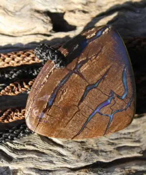 Boulder Opal Pendant. Earthy Natural Solid Opal Necklace with Macrame Cord. Custom Made Genuine Australian Opals.