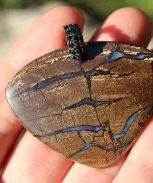 Boulder Opal Pendant. Earthy Natural Solid Opal Necklace with Macrame Cord. Custom Made Genuine Australian Opals.