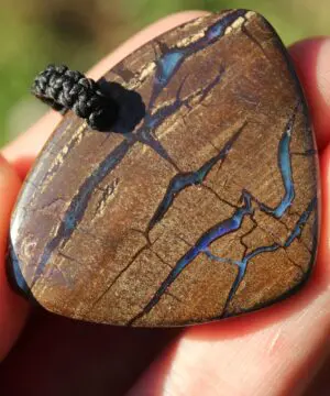 Boulder Opal Pendant. Earthy Natural Solid Opal Necklace with Macrame Cord. Custom Made Genuine Australian Opals.