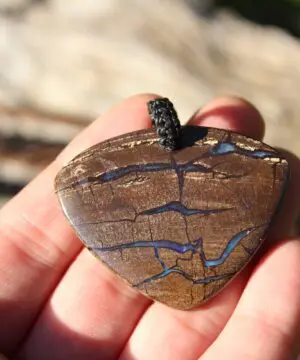 Boulder Opal Pendant. Earthy Natural Solid Opal Necklace with Macrame Cord. Custom Made Genuine Australian Opals.