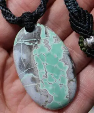 Australian Variscite Necklace, Australian Made Tropical cord Variscite Pendant Healing Jewellery, Green Stone Necklace, November Birthstone