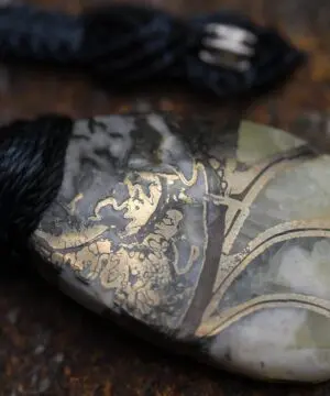 Pyrite Ammonite Calcite Necklace, Ammonite Fossil Pendant , Calcite jewelry, Australian made Macrame Cord Healing Crystal Jewelry