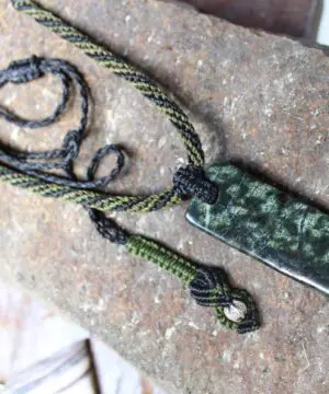 Australian Royal Rhyolite Necklace, Rain-forest Jasper Pendant Necklace,Australian HandMade Tropical cord,ELVEN jewelry, Green Stone Jewelry