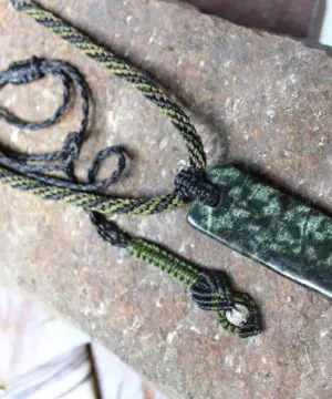 Australian Royal Rhyolite Necklace, Rain-forest Jasper Pendant, Australian Made macrame cord,ELVEN jewelry, Elf Pendant, Green Stone Jewelry
