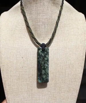 Australian Royal Rhyolite Necklace, Rain-forest Jasper Pendant, Australian Made macrame cord,ELVEN jewelry, Elf Pendant, Green Stone Jewelry