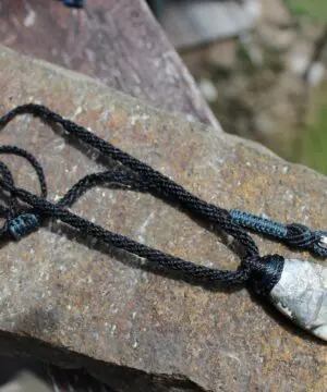 Pyrite Ammonite Calcite Necklace, Ammonite Fossil Pendant , Calcite jewelry, Australian made Macrame Cord Healing Crystal Jewelry