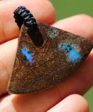 Boulder Opal Pendant, Milky Blue Opal Necklace, Australian Matrix Opal gift
