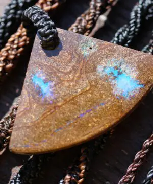 Boulder Opal Pendant, Milky Blue Opal Necklace, Australian Matrix Opal gift