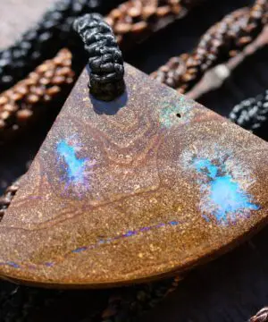 Boulder Opal Pendant, Milky Blue Opal Necklace, Australian Matrix Opal gift