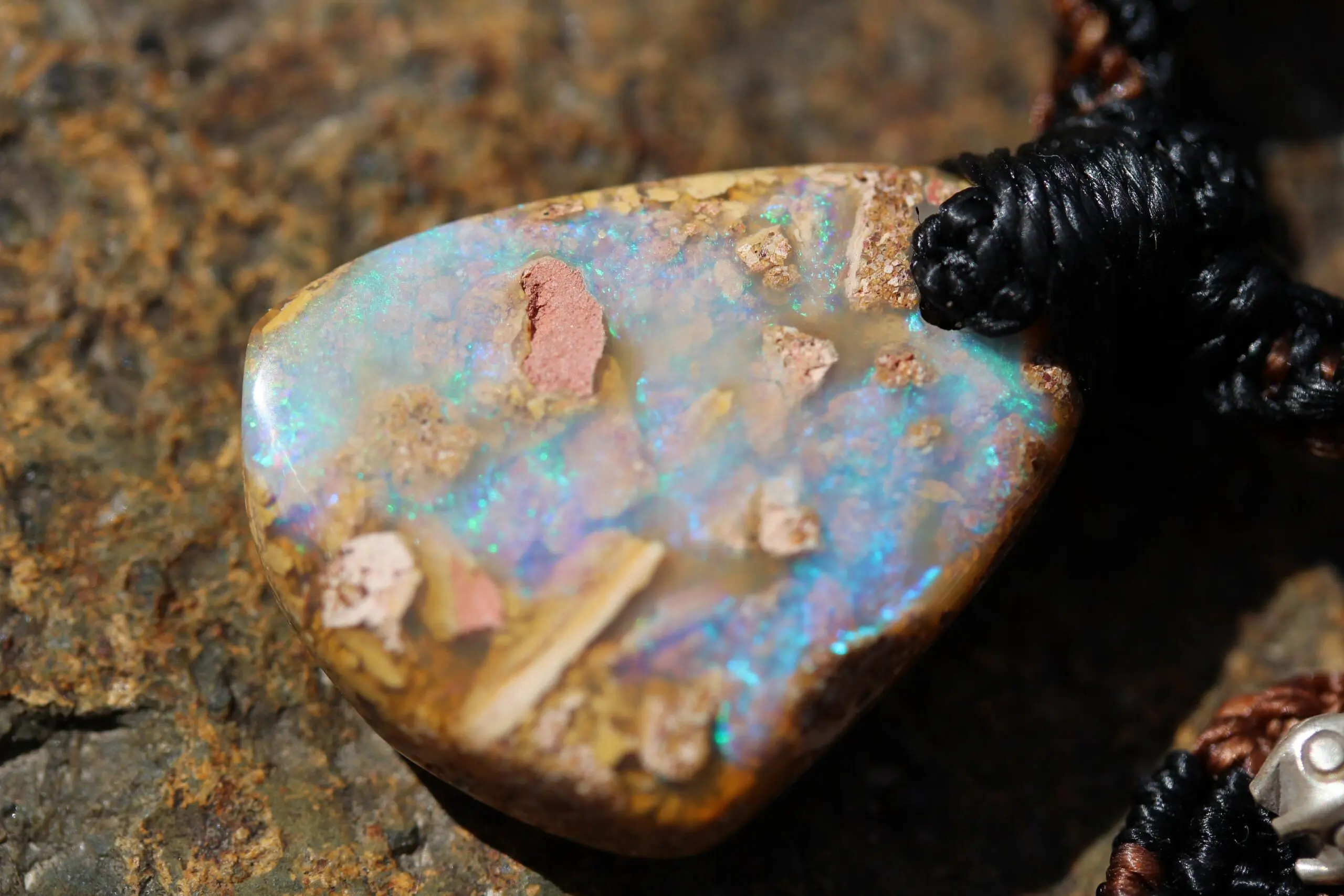 Crystal OPAL Petrify Wood,Boulder Opal Pendant,OPAL Necklace,Tribal Pendant,Petrified Wood Jewelry,opalized,elven dinosaur bone