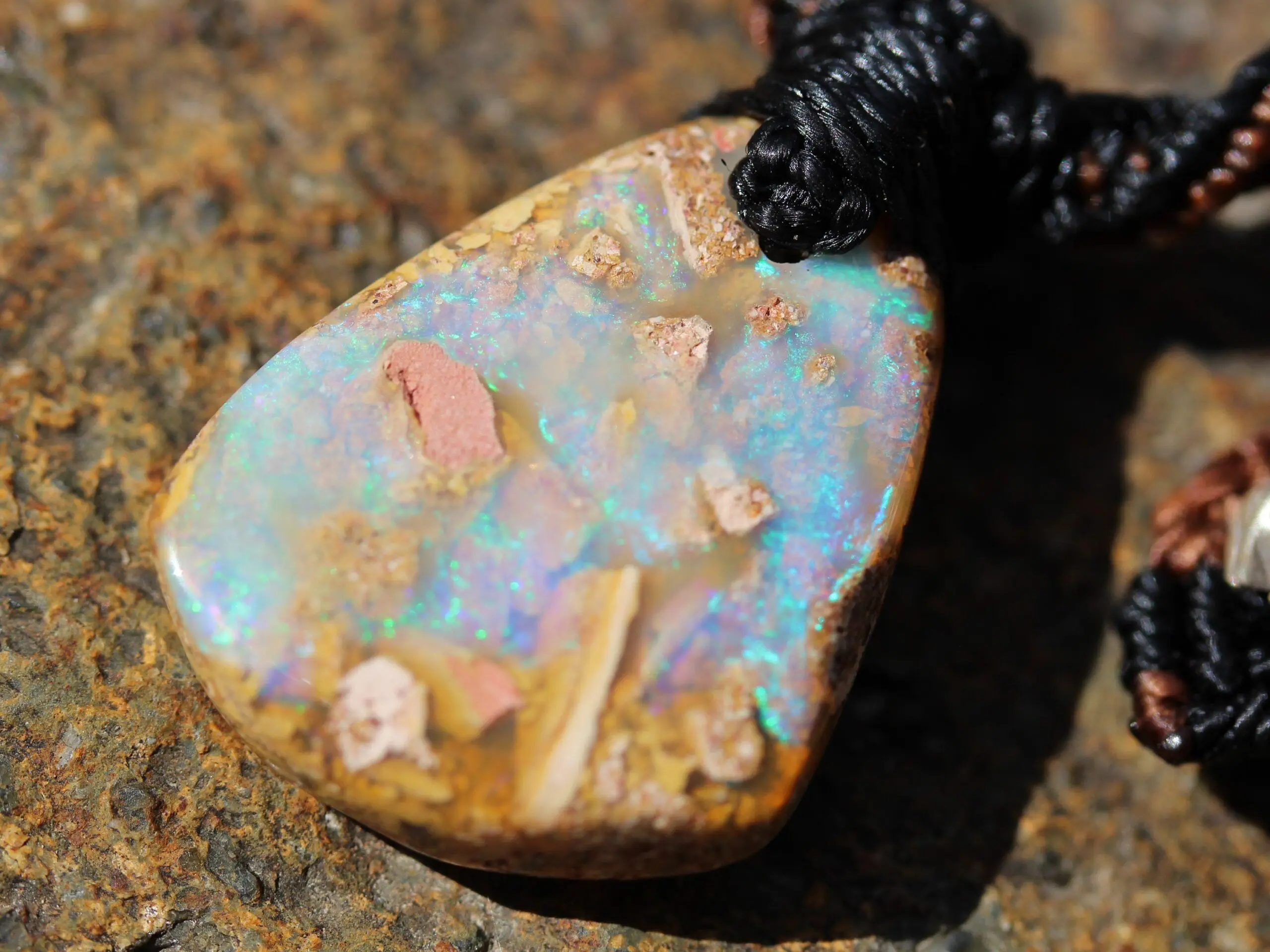 Crystal OPAL Petrify Wood,Boulder Opal Pendant,OPAL Necklace,Tribal Pendant,Petrified Wood Jewelry,opalized,elven dinosaur bone