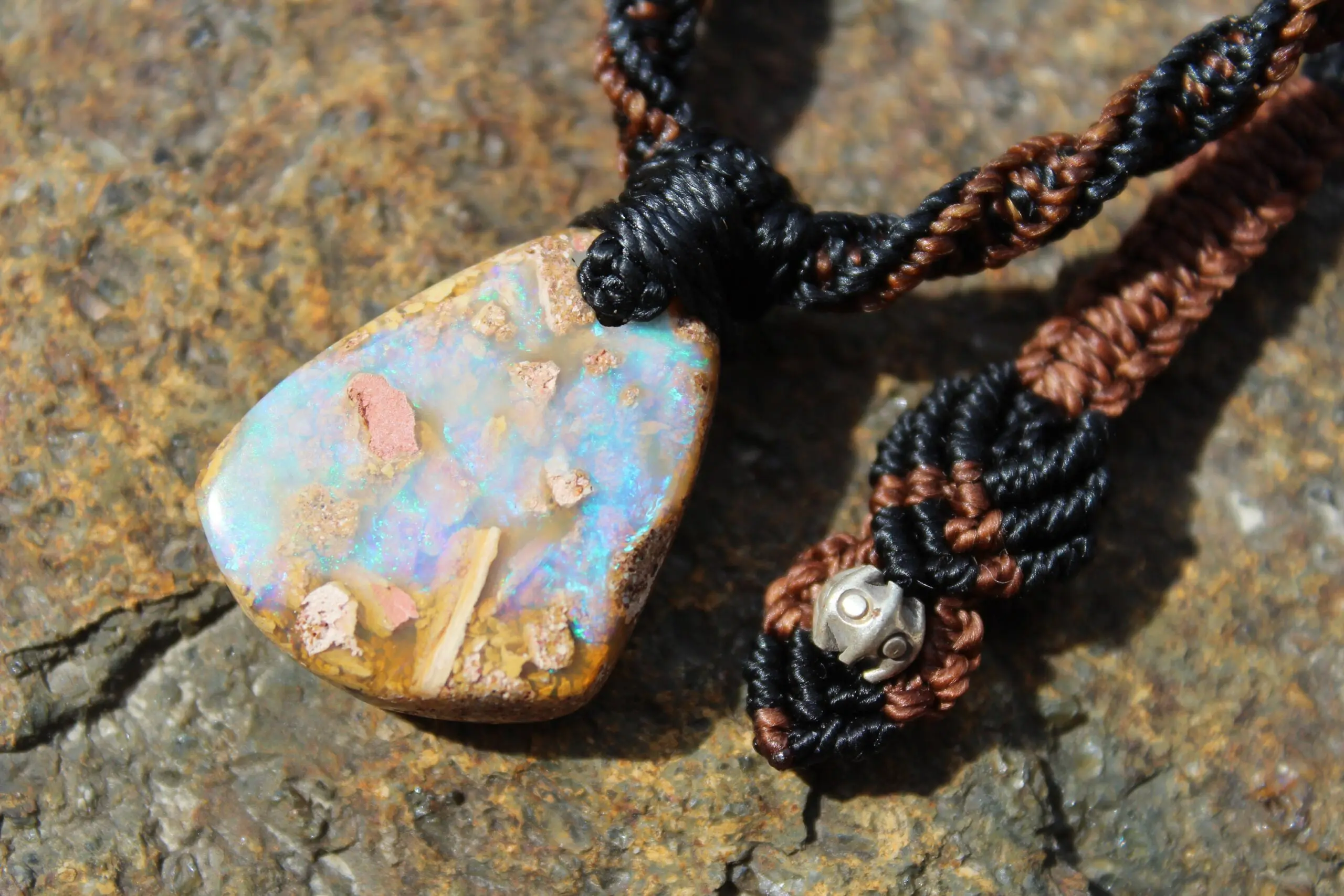 Crystal OPAL Petrify Wood,Boulder Opal Pendant,OPAL Necklace,Tribal Pendant,Petrified Wood Jewelry,opalized,elven dinosaur bone