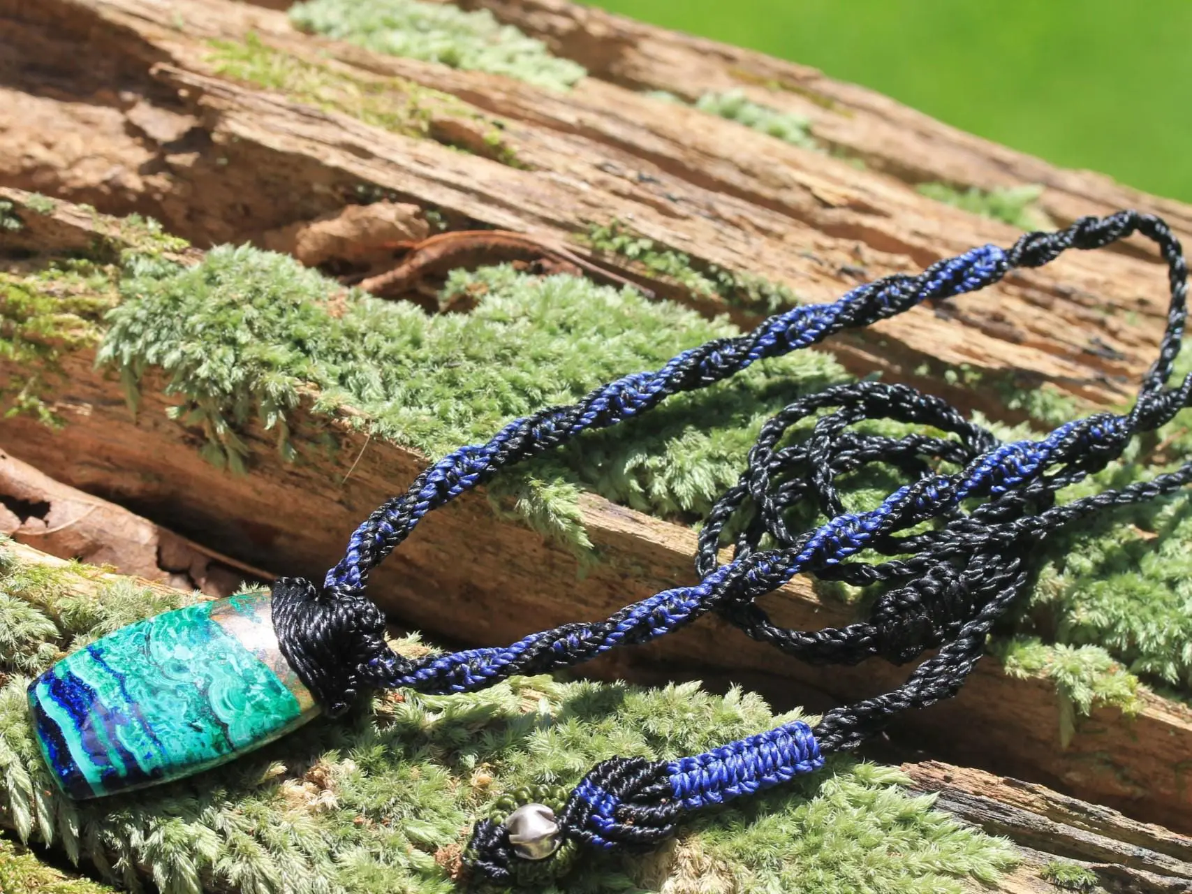 High End Azurite Pendant, Elven chrysocolla Necklace,Malachite Necklace.Necklace,Deep Blue Elf jewelry