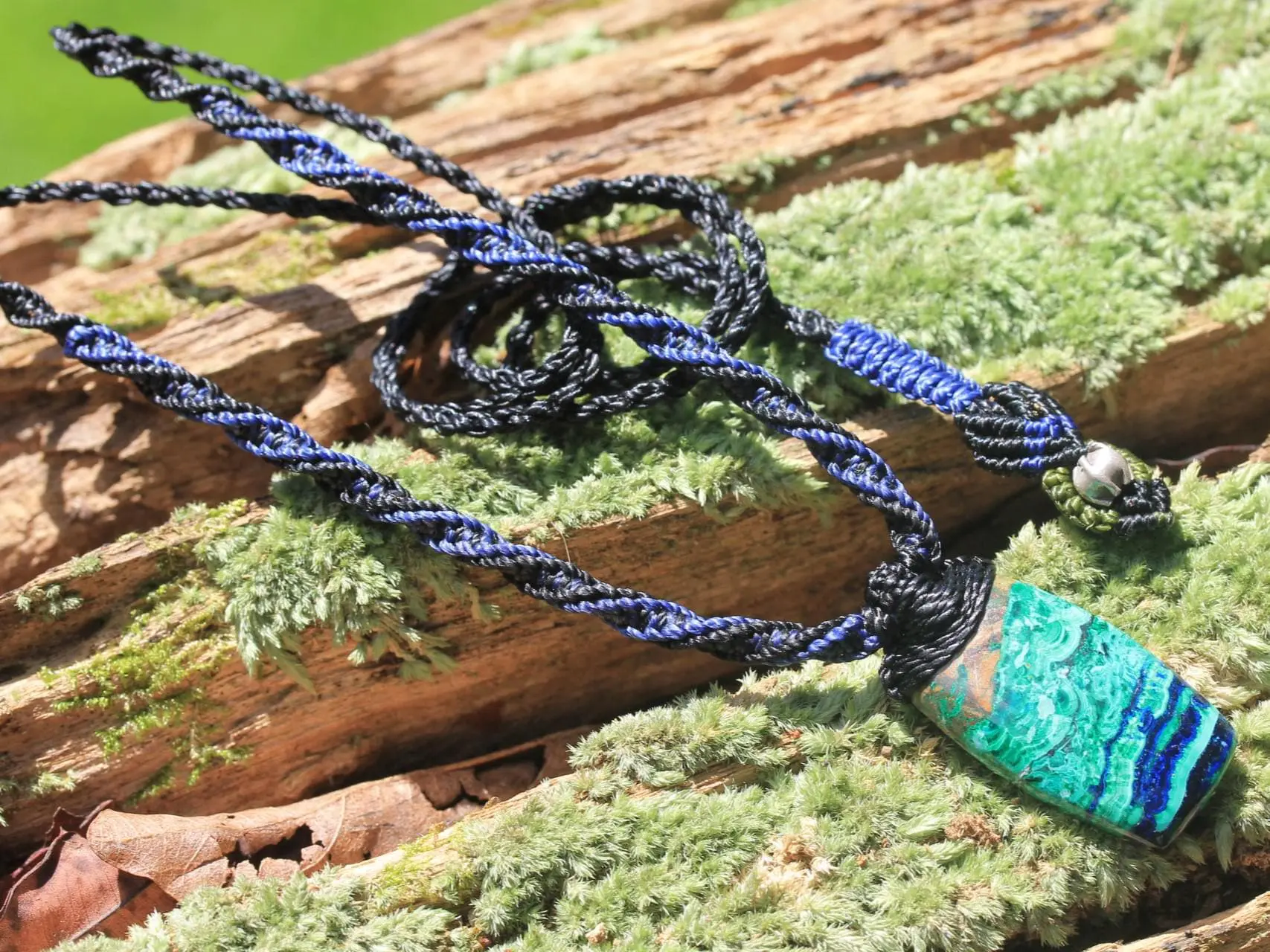High End Azurite Pendant, Elven chrysocolla Necklace,Malachite Necklace.Necklace,Deep Blue Elf jewelry