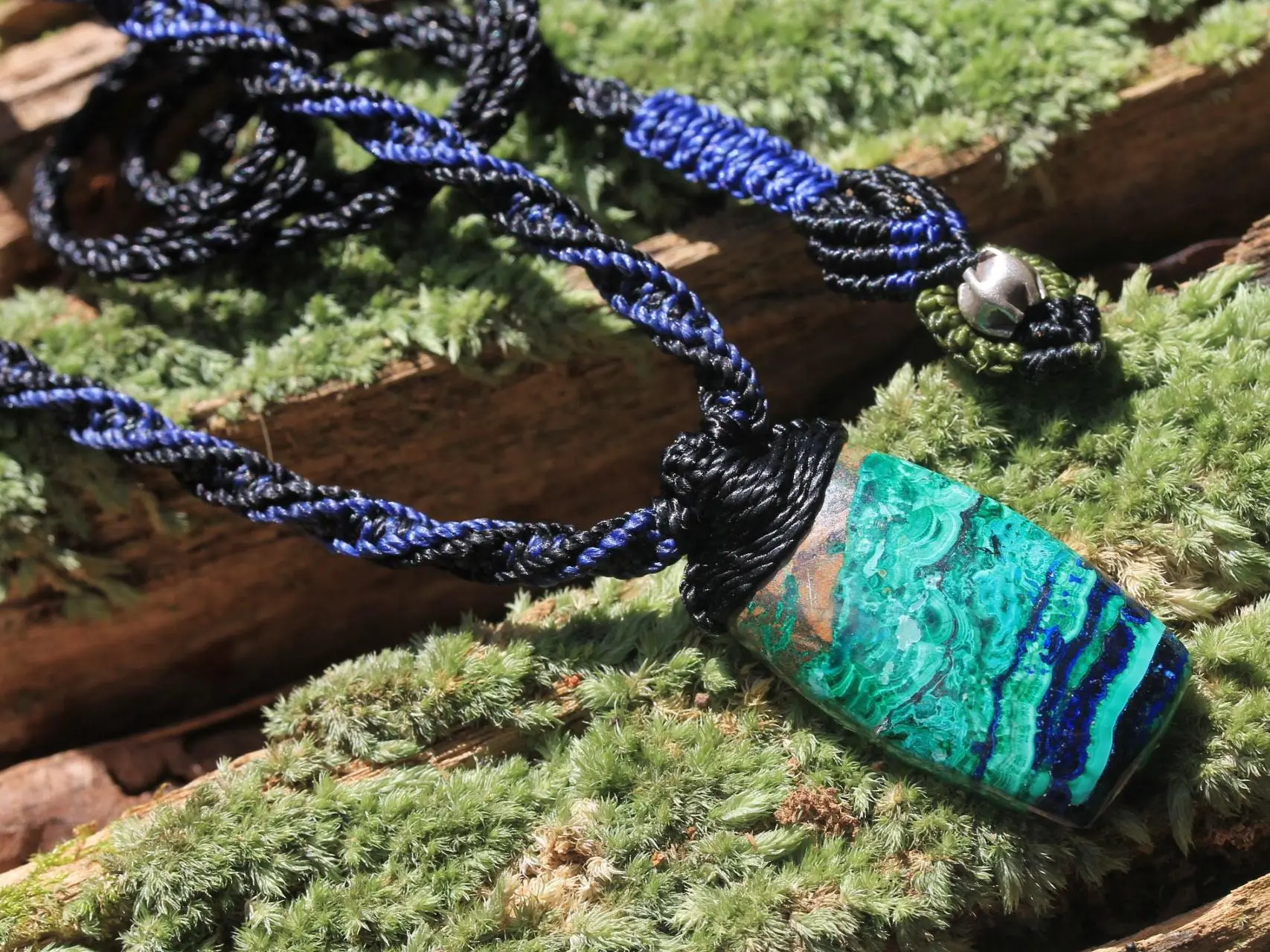High End Azurite Pendant, Elven chrysocolla Necklace,Malachite Necklace.Necklace,Deep Blue Elf jewelry