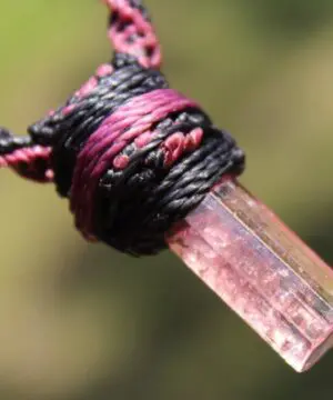 PINK TOURMALINE Pendant, Australian made Macrame cord, October Birth Stone, Healing crystal, Heart Chakra pink stone raw crystal jewelry