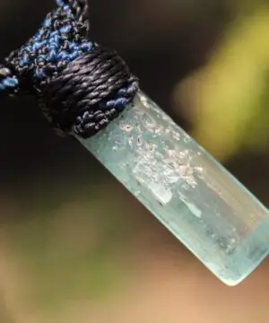 Australian Aquamarine Necklace,Elven Jewelry,Tribal Aquamarine Pendant,Raw Aquamarine crystal jewelry,shibari macrame cord,March Birthstone