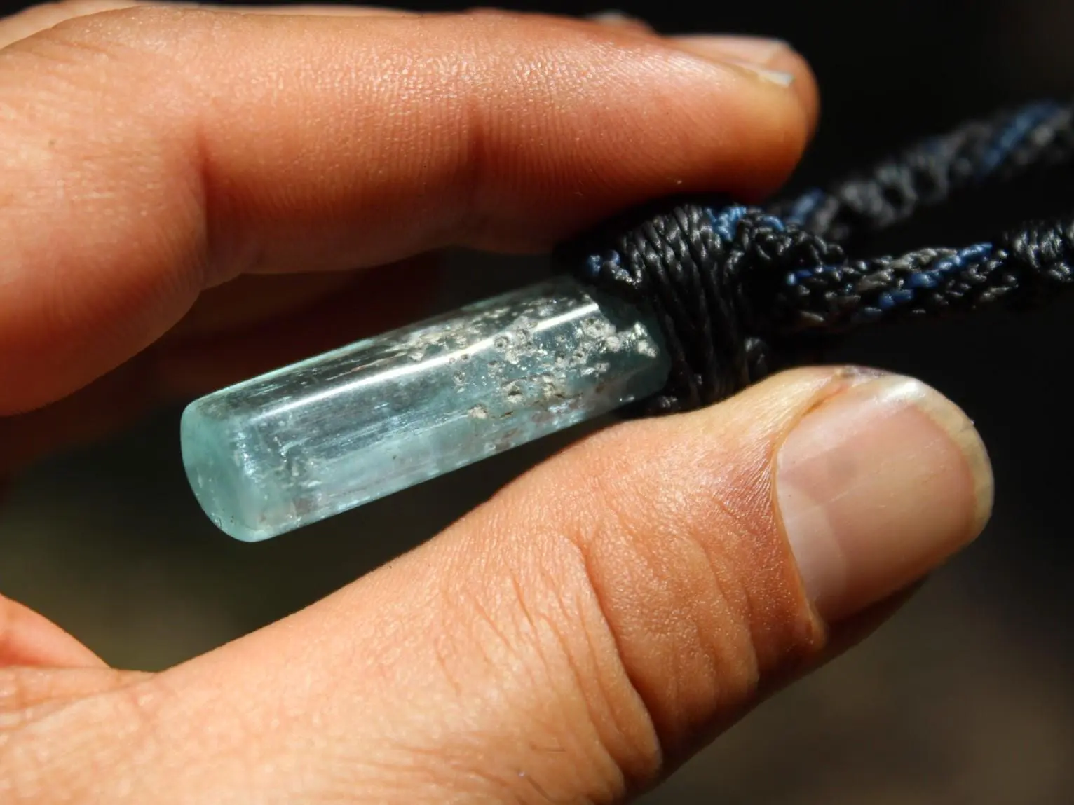 Australian Aquamarine Necklace,Elven Jewelry,Tribal Aquamarine Pendant,Raw Aquamarine crystal jewelry,shibari macrame cord,March Birthstone