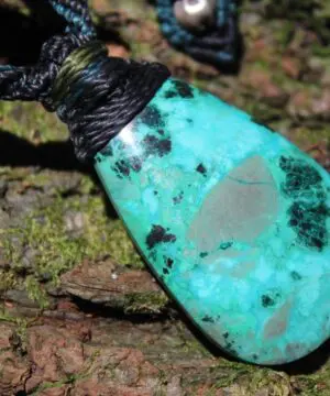 AUSTRALIAN Gem Silica CHRYSOCOLLA Pendant,Natural Malachite Necklace, Australian handade Tropical cord necklace, Malachite Gemstone Pendant