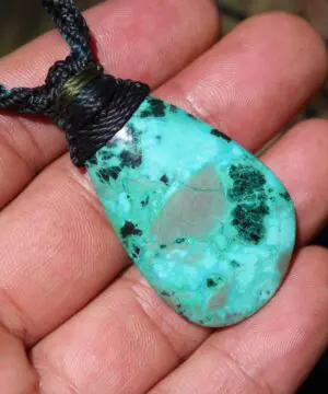 AUSTRALIAN Gem Silica CHRYSOCOLLA Pendant,Natural Malachite Necklace, Australian handade Tropical cord necklace, Malachite Gemstone Pendant