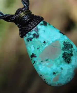 AUSTRALIAN Gem Silica CHRYSOCOLLA Pendant,Natural Malachite Necklace, Australian handade Tropical cord necklace, Malachite Gemstone Pendant