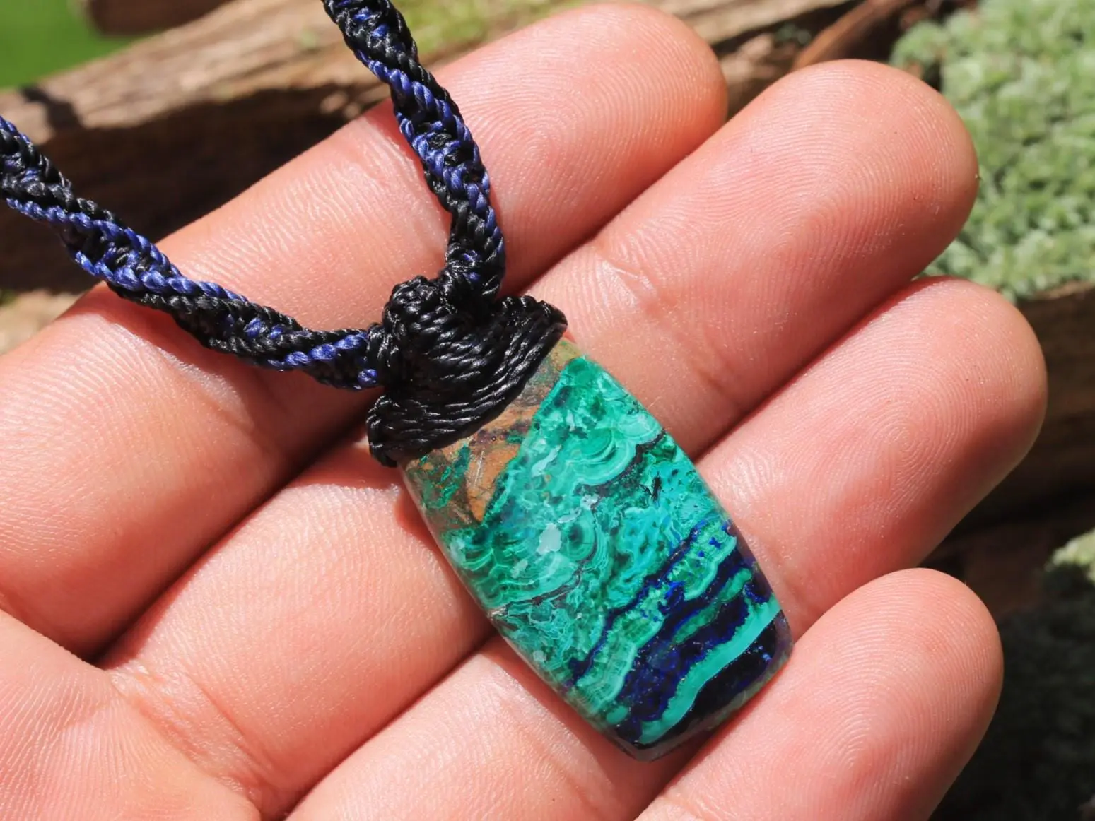 High End Azurite Pendant, Elven chrysocolla Necklace,Malachite Necklace.Necklace,Deep Blue Elf jewelry