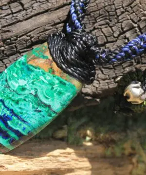 High End Azurite Pendant, Elven chrysocolla Necklace,Malachite Necklace.Necklace,Deep Blue Elf jewelry