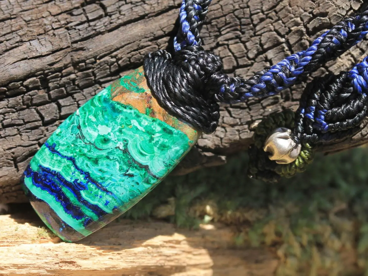 High End Azurite Pendant, Elven chrysocolla Necklace,Malachite Necklace.Necklace,Deep Blue Elf jewelry