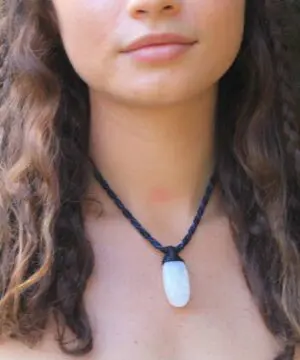 Handcrafted Elven Rainbow Moonstone Necklace, White moonstone Pendant, Macrame Cord, Natural Crystal Healing Jewelry, Statement Piece