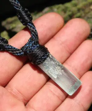 Australian Aquamarine Necklace,Elven Jewelry,Tribal Aquamarine Pendant,Raw Aquamarine crystal jewelry,shibari macrame cord,March Birthstone