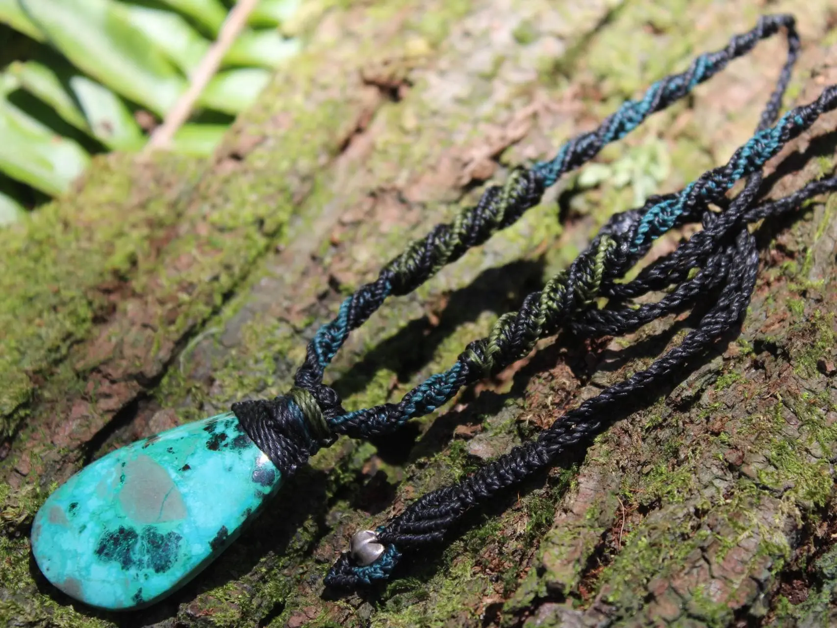 AUSTRALIAN Gem Silica CHRYSOCOLLA Pendant,Natural Malachite Necklace, Australian handade Tropical cord necklace, Malachite Gemstone Pendant