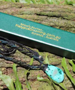 AUSTRALIAN Gem Silica CHRYSOCOLLA Pendant,Natural Malachite Necklace, Australian handade Tropical cord necklace, Malachite Gemstone Pendant