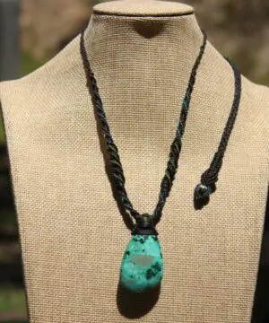 AUSTRALIAN Gem Silica CHRYSOCOLLA Pendant,Natural Malachite Necklace, Australian handade Tropical cord necklace, Malachite Gemstone Pendant