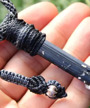 BLACK TOURMALINE schorl pendant, Tourmaline Necklace, Australian Made Macrame cord, October BirthStone, Black gem stone Healing Jewelry