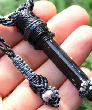 BLACK TOURMALINE schorl pendant, Tourmaline Necklace, Australian Made Macrame cord, October BirthStone, Black gem stone Healing Jewelry