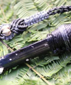 BLACK TOURMALINE schorl pendant, Tourmaline Necklace, Australian Made Macrame cord, October BirthStone, Black gem stone Healing Jewelry