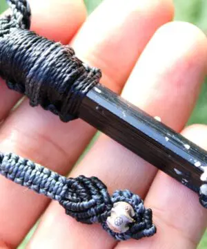 BLACK TOURMALINE schorl pendant, Tourmaline Necklace, Australian Made Macrame cord, October BirthStone, Black gem stone Healing Jewelry