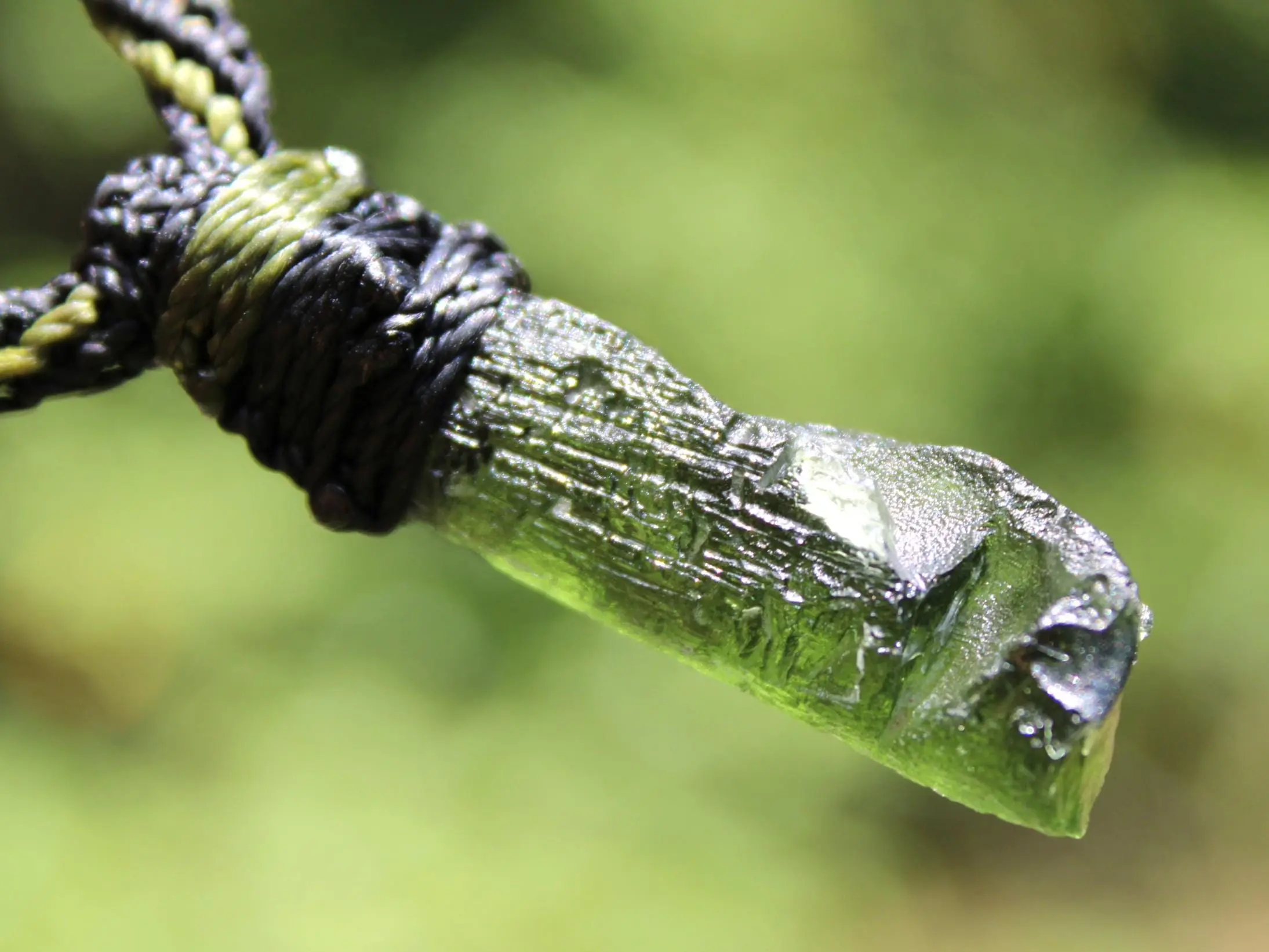 Authentic MOLDAVITE Pendant, Genuine Moldavite Necklace, Raw CRYSTAL Necklace, elven jewelry, Australian made macreme cord, Meteorite