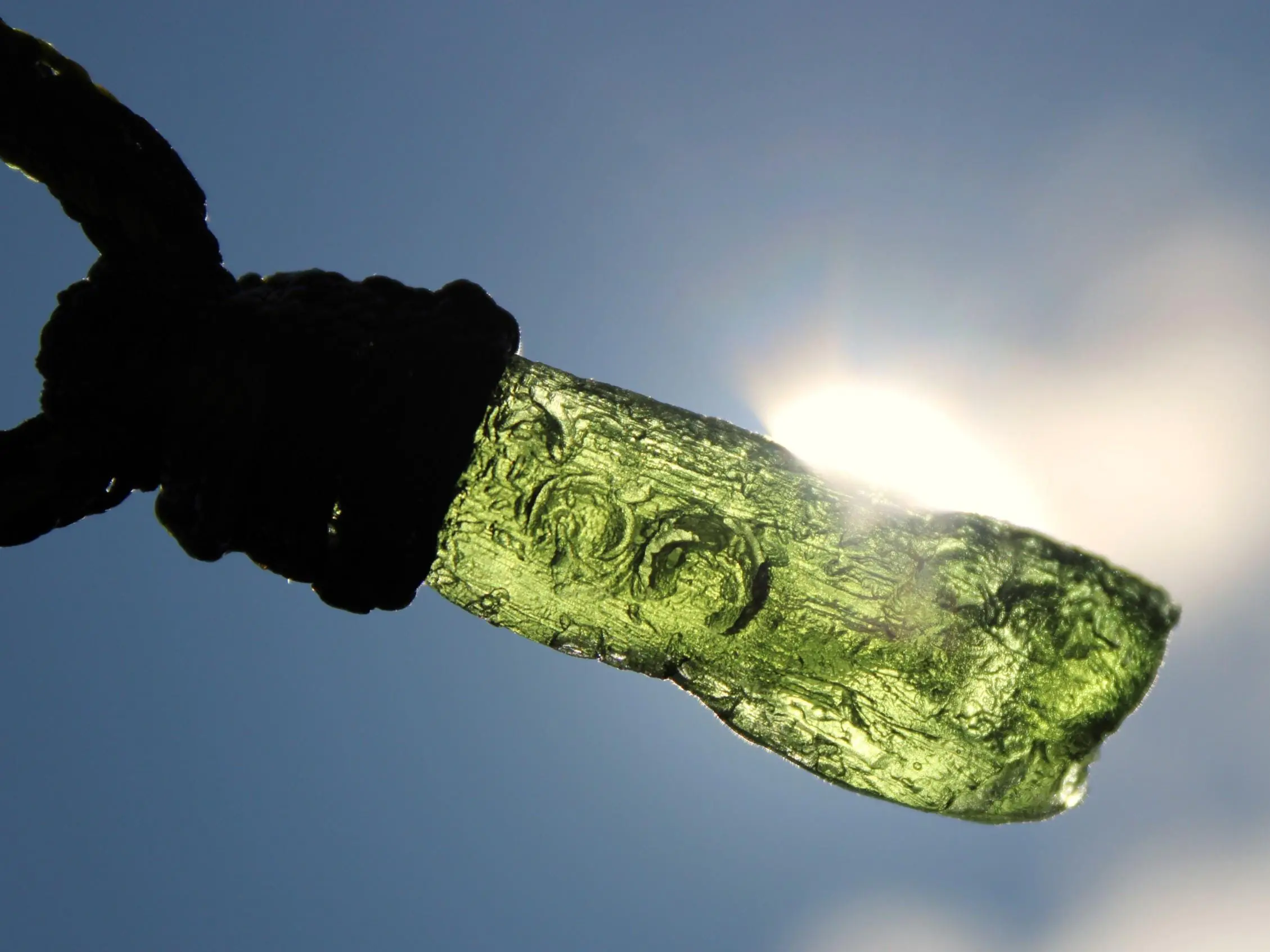 Authentic MOLDAVITE Pendant, Genuine Moldavite Necklace, Raw CRYSTAL Necklace, elven jewelry, Australian made macreme cord, Meteorite