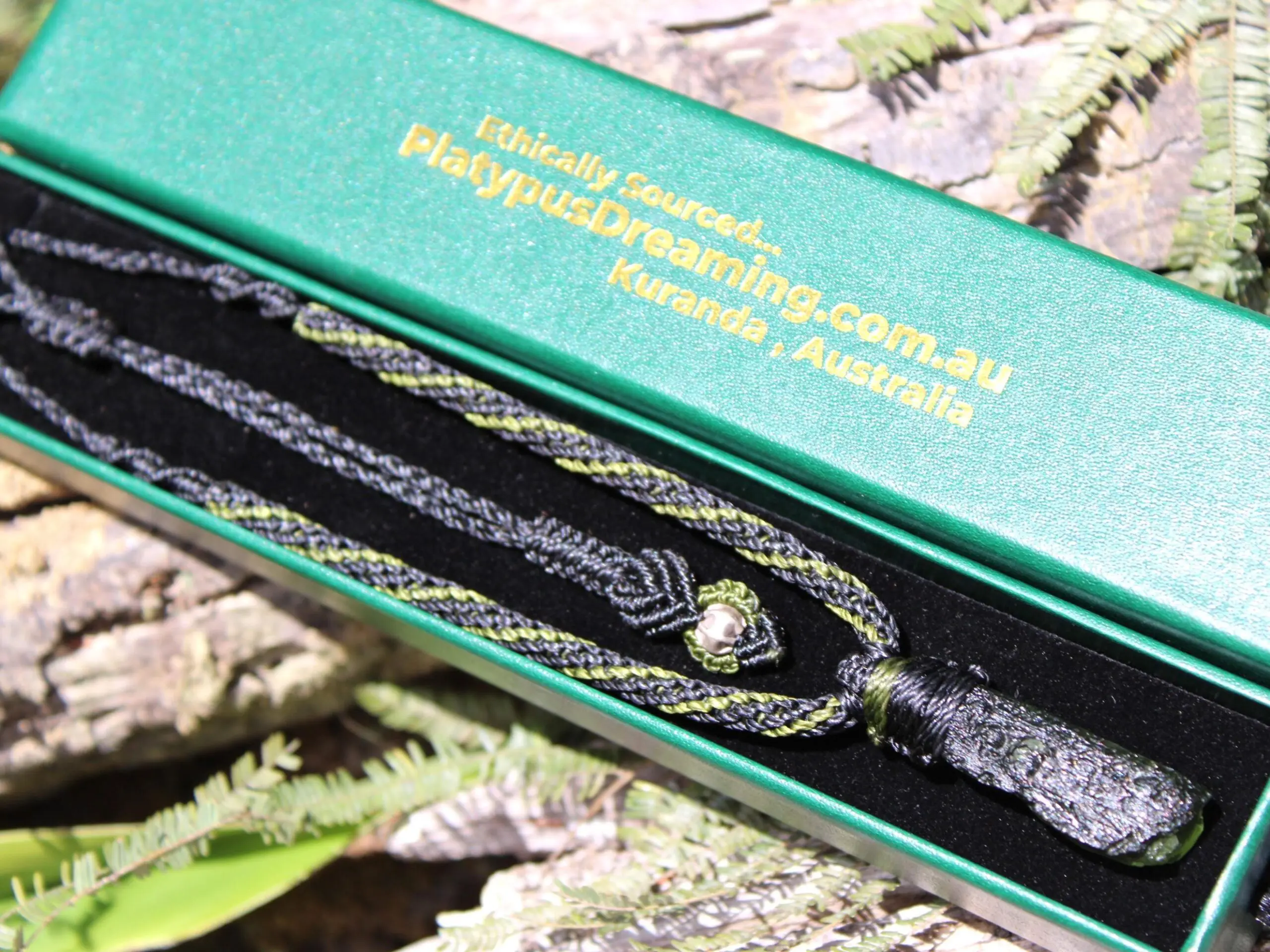 Authentic MOLDAVITE Pendant, Genuine Moldavite Necklace, Raw CRYSTAL Necklace, elven jewelry, Australian made macreme cord, Meteorite