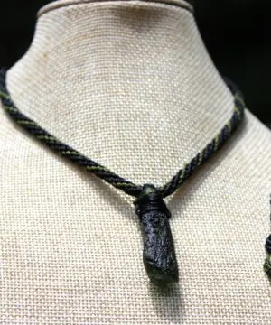 Authentic MOLDAVITE Pendant, Genuine Moldavite Necklace, Raw CRYSTAL Necklace, elven jewelry, Australian made macreme cord, Meteorite