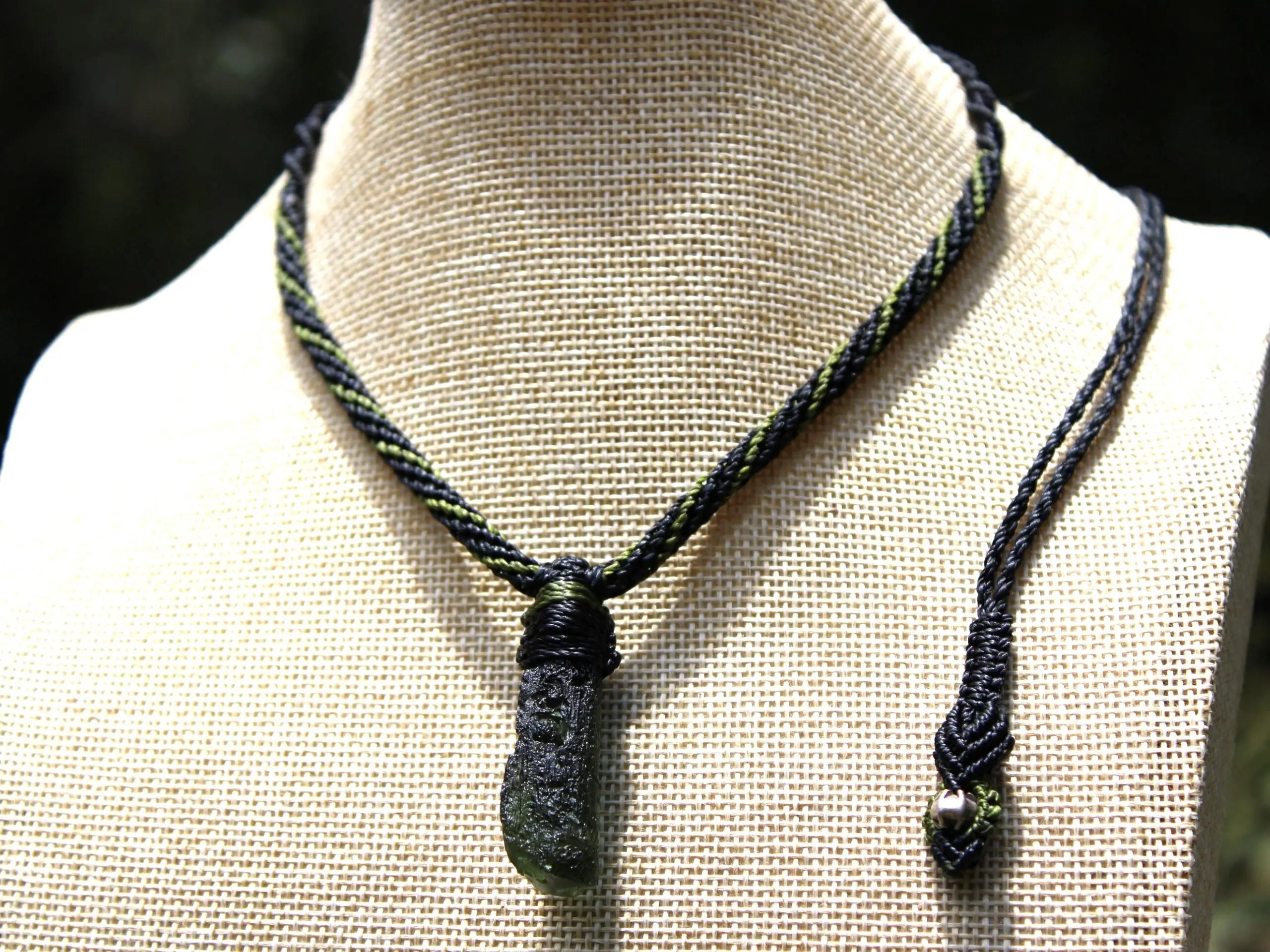 Authentic MOLDAVITE Pendant, Genuine Moldavite Necklace, Raw CRYSTAL Necklace, elven jewelry, Australian made macreme cord, Meteorite