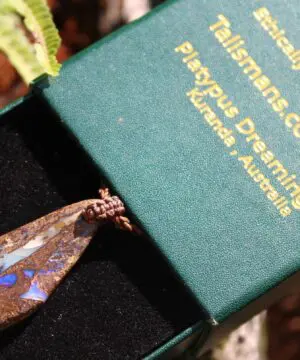 Australian Purple Boulder OPAL Pendant Necklace, Solid Boulder Opal jewelry, Australian Made Tropical Macrame Wax Cord Healing Jewelry
