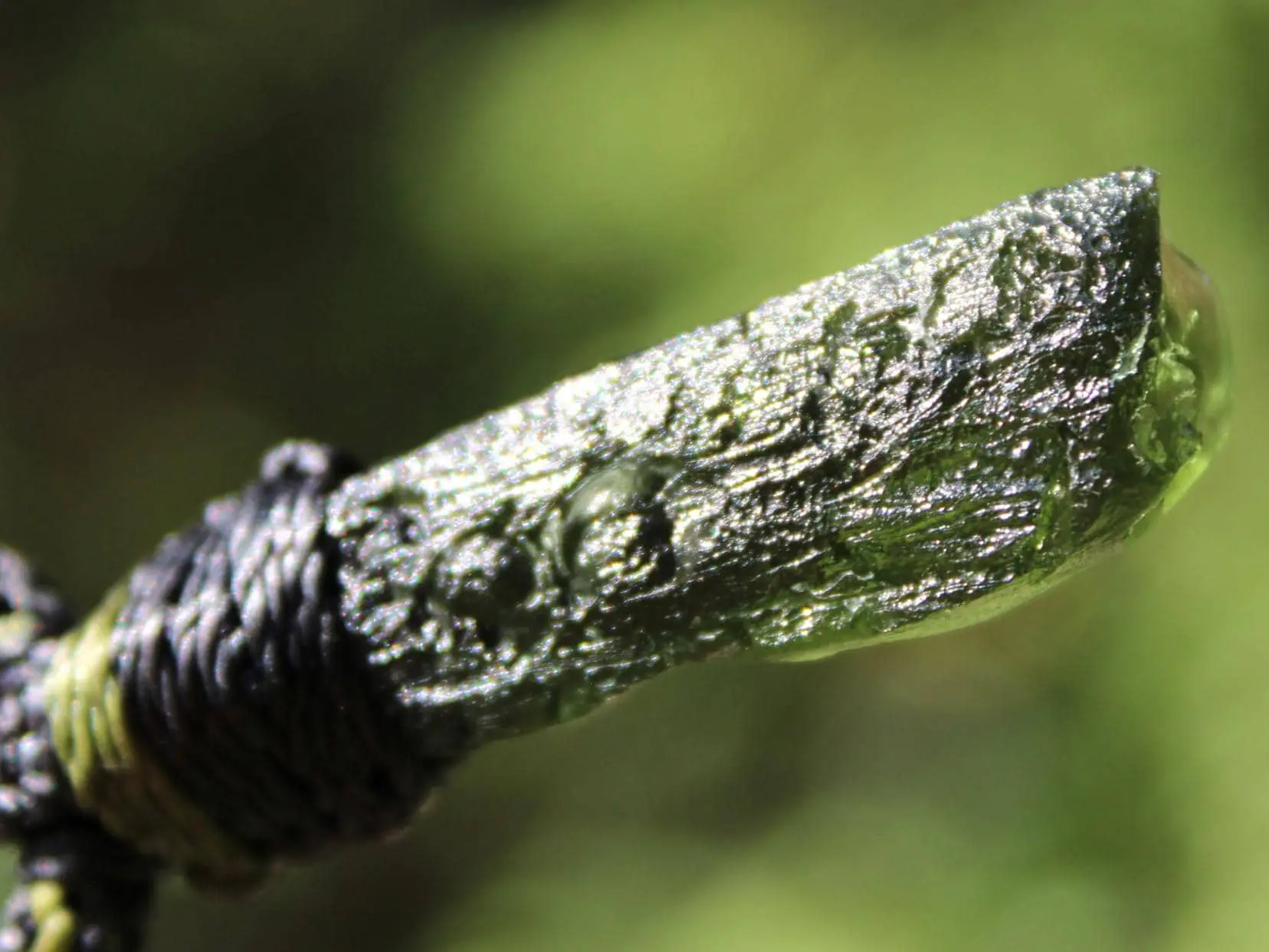 Authentic MOLDAVITE Pendant, Genuine Moldavite Necklace, Raw CRYSTAL Necklace, elven jewelry, Australian made macreme cord, Meteorite