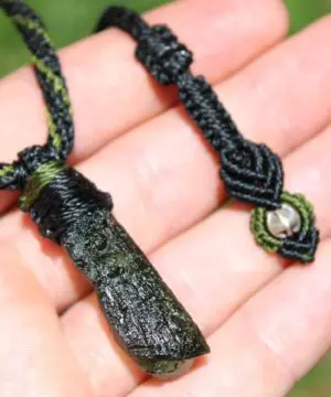 Authentic MOLDAVITE Pendant, Genuine Moldavite Necklace, Raw CRYSTAL Necklace, elven jewelry, Australian made macreme cord, Meteorite
