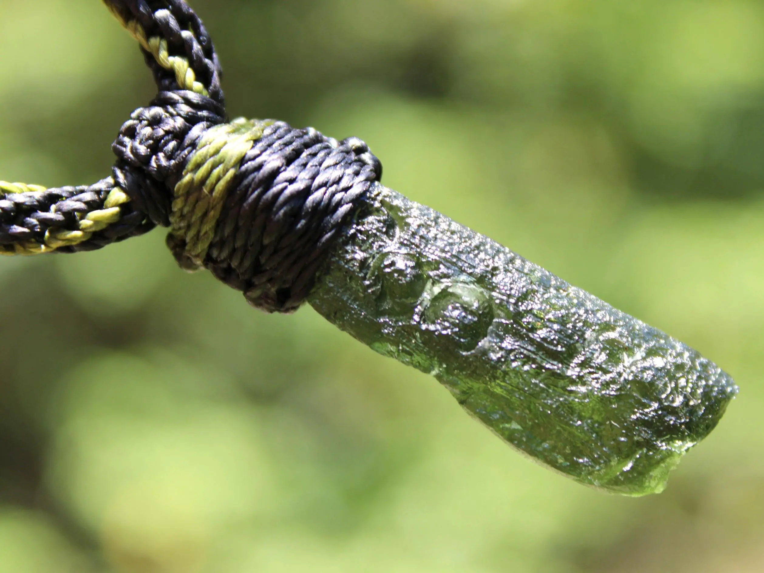 Authentic MOLDAVITE Pendant, Genuine Moldavite Necklace, Raw CRYSTAL Necklace, elven jewelry, Australian made macreme cord, Meteorite